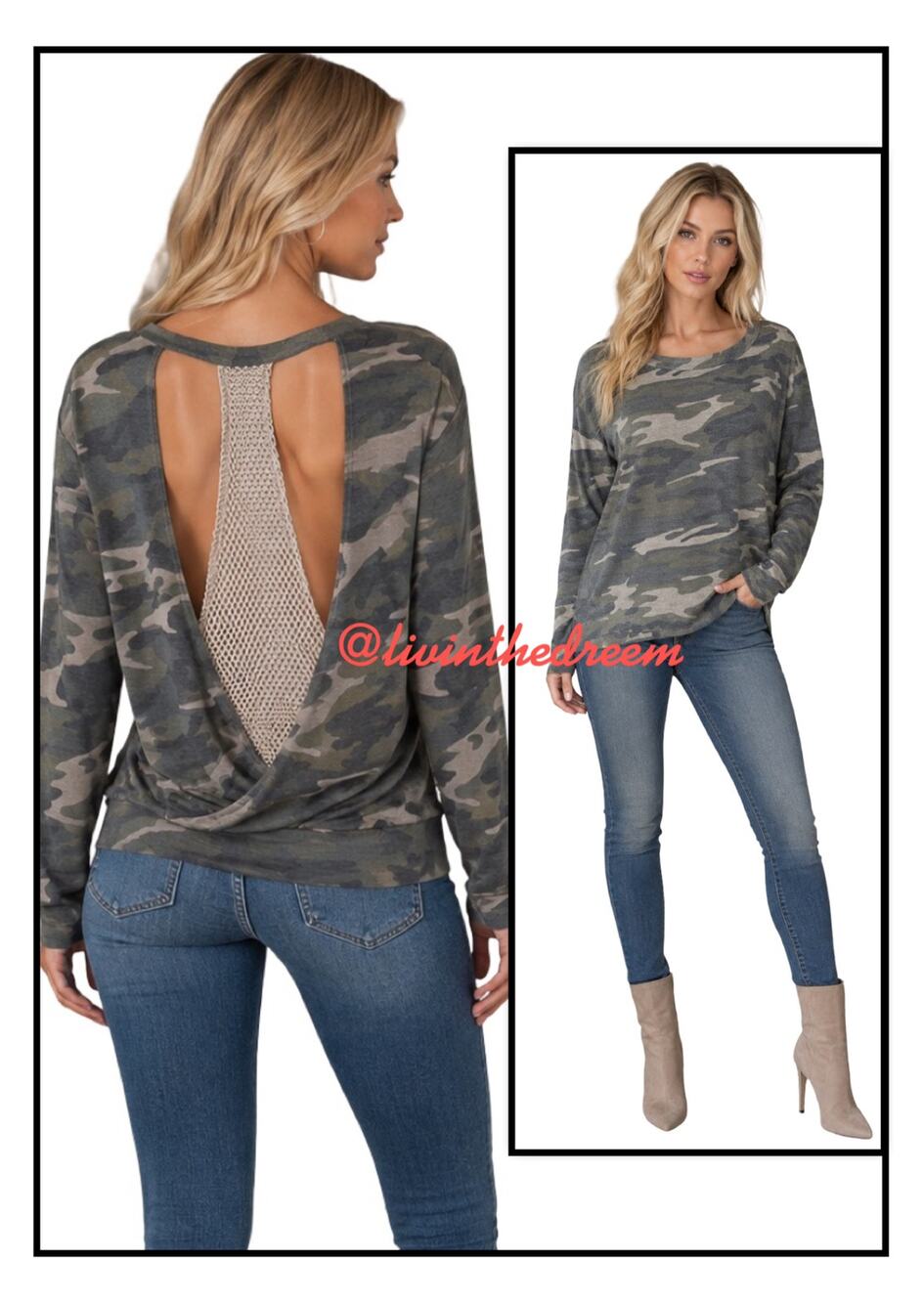 #T47 VENUS OPEN BACK CAMO TUNIC SIZE M $39